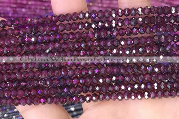 CRB3158 15.5 inches 2.5*4mm faceted rondelle tiny red garnet beads