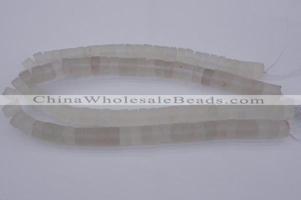 CRB316 15.5 inches 8*12mm tyre white crystal gemstone beads