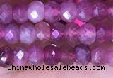 CRB3160 15.5 inches 2.5*4mm faceted rondelle tiny pink tourmaline beads