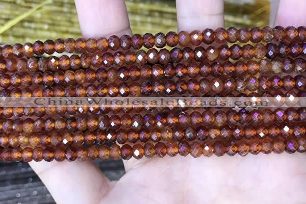 CRB3186 15.5 inches 3*5mm faceted rondelle tiny orange garnet beads