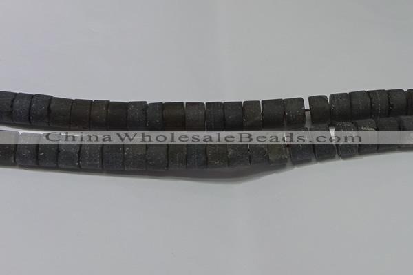 CRB323 15.5 inches 8*12mm tyre matte smoky quartz gemstone beads