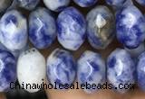 CRB4115 15.5 inches 5*8mm faceted rondelle blue spot stone beads