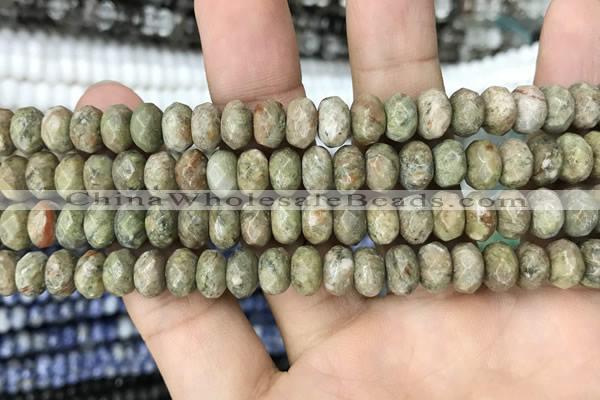 CRB4117 15.5 inches 5*8mm faceted rondelle Chinese unakite beads