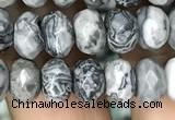 CRB4122 15.5 inches 5*8mm faceted rondelle grey picture jasper beads