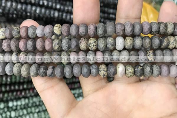 CRB4123 15.5 inches 5*8mm faceted rondelle artistic jasper beads