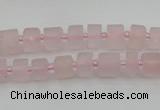 CRB450 15.5 inche 5*8mm tyre matte rose quartz gemstone beads