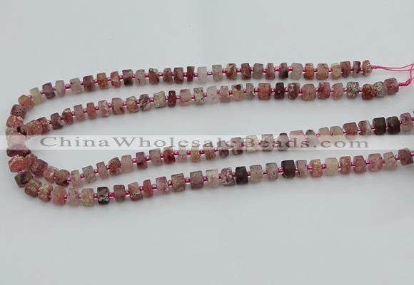 CRB459 15.5 inche 5*8mm tyre matte strawberry quartz gemstone beads