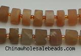 CRB463 15.5 inche 6*10mm tyre matte moonstone gemstone beads