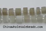 CRB465 15.5 inche 5*8mm tyre matte grey moonstone gemstone beads