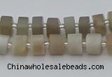 CRB467 15.5 inche 8*12mm tyre matte grey moonstone gemstone beads