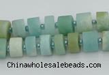 CRB469 15.5 inche 6*10mm tyre matte amazonite gemstone beads