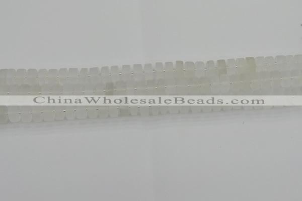 CRB499 15.5 inches 5*8mm tyre matte white crystal beads wholesale