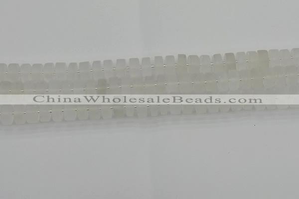 CRB500 15.5 inches 6*10mm tyre matte white crystal beads wholesale