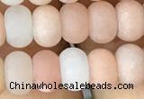 CRB5003 15.5 inches 4*6mm rondelle matte pink aventurine beads