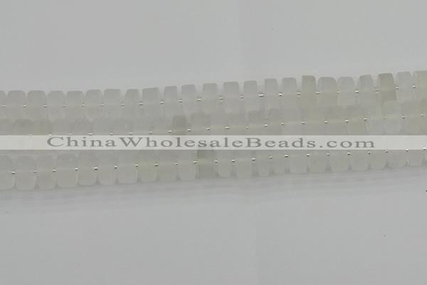 CRB501 15.5 inches 6*12mm tyre matte white crystal beads wholesale