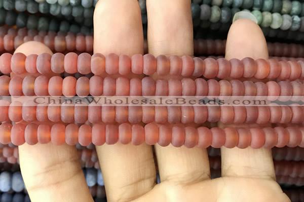 CRB5017 15.5 inches 4*6mm rondelle matte red agate beads wholesale