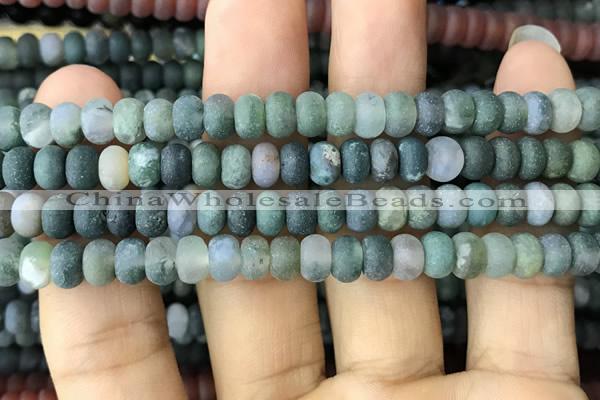 CRB5018 15.5 inches 4*6mm rondelle matte moss agate beads wholesale