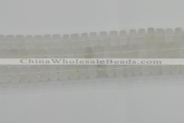 CRB502 15.5 inches 7*14mm tyre matte white crystal beads wholesale