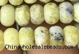 CRB5021 15.5 inches 4*6mm rondelle matte yellow pine turquoise beads