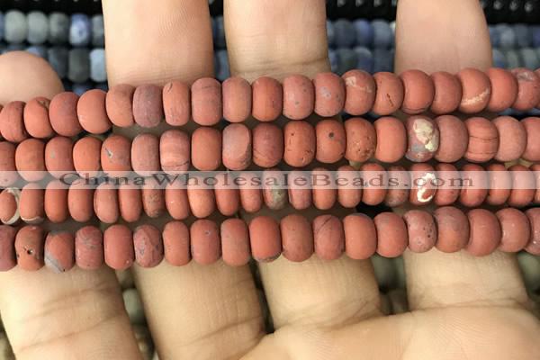 CRB5064 15.5 inches 5*8mm rondelle matte red jasper beads wholesale
