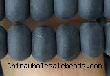 CRB5066 15.5 inches 5*8mm rondelle matte black agate beads wholesale