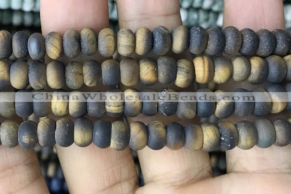 CRB5074 15.5 inches 5*8mm rondelle matte yellow tiger eye beads