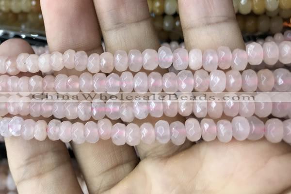 CRB5101 15.5 inches 4*6mm faceted rondelle rose quartz beads
