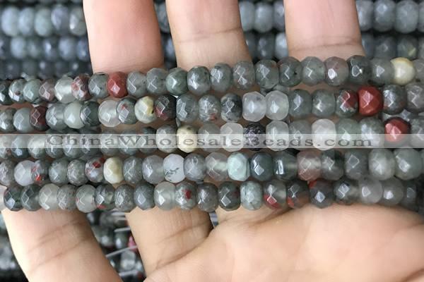 CRB5117 15.5 inches 4*6mm faceted rondelle blood jasper beads