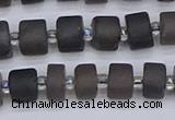 CRB512 15.5 inches 5*8mm tyre matte ice black obsidian beads