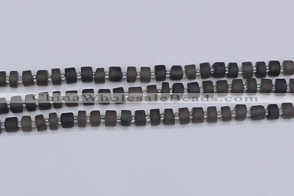 CRB512 15.5 inches 5*8mm tyre matte ice black obsidian beads