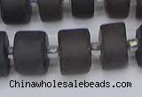 CRB515 15.5 inches 7*14mm tyre matte ice black obsidian beads