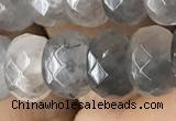 CRB5152 15.5 inches 5*8mm faceted rondelle cloudy quartz beads