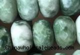 CRB5157 15.5 inches 5*8mm faceted rondelle green spot stone beads