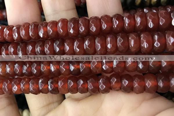 CRB5162 15.5 inches 5*8mm faceted rondelle red agate beads