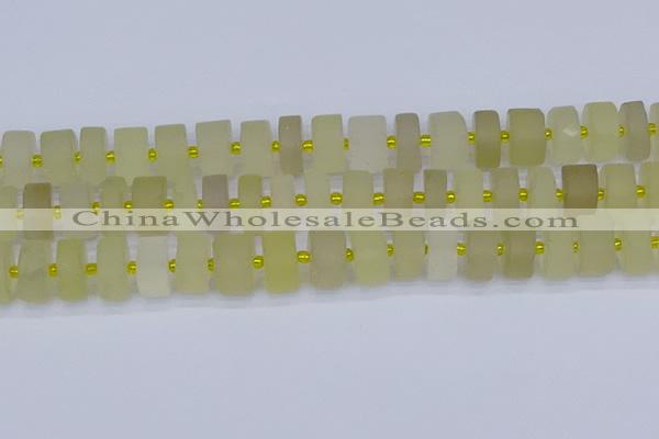 CRB521 15.5 inches 7*14mm tyre matte lemon quartz beads