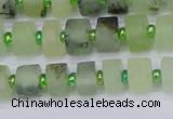 CRB524 15.5 inches 5*8mm tyre matte green rutilated quartz beads