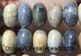 CRB5308 15.5 inches 4*6mm rondelle black picasso jasper beads