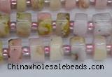 CRB542 15.5 inches 5*8mm tyre natural pink opal gemstone beads