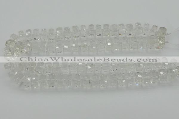 CRB549 15.5 inches 6*10mm faceted rondelle white crystal beads