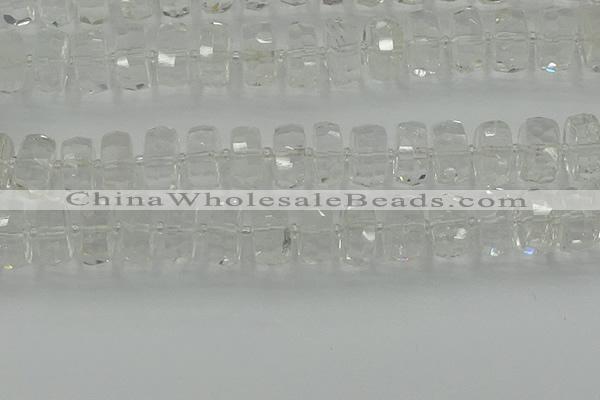 CRB553 15.5 inches 8*18mm faceted rondelle white crystal beads