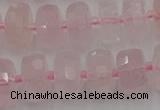 CRB557 15.5 inches 6*10mm faceted rondelle rose quartz beads