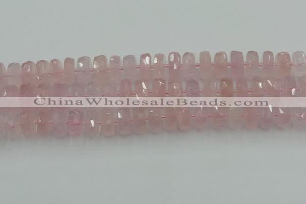 CRB559 15.5 inches 8*14mm faceted rondelle rose quartz beads