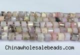 CRB5607 15.5 inches 7mm - 8mm faceted tyre pink opal beads