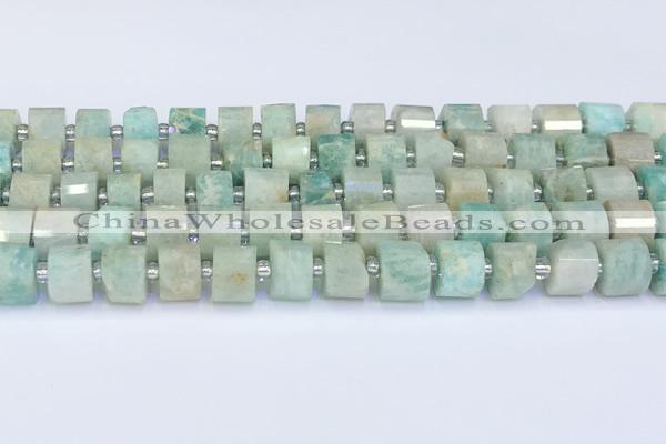 CRB5608 15.5 inches 7mm - 8mm faceted tyre amazonite beads