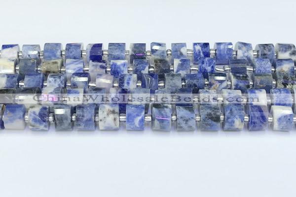 CRB5609 15.5 inches 7mm - 8mm faceted tyre sodalite beads