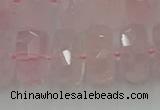 CRB561 15.5 inches 8*18mm faceted rondelle rose quartz beads