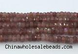 CRB5623 15.5 inches 6*10mm faceted rondelle strawberry quartz beads