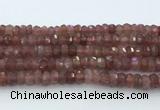 CRB5623 15.5 inches 6*10mm faceted rondelle strawberry quartz beads