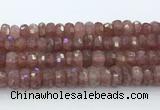 CRB5624 15.5 inches 6*12mm faceted rondelle strawberry quartz beads