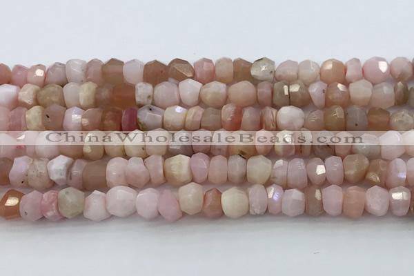 CRB5630 15.5 inches 4*6mm - 5*7mm faceted rondelle pink opal beads
